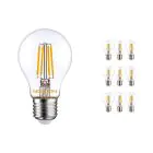 Confezione Multipack 10x Noxion Lucent LED E27 Pera Filamento Chiara 8.5W 1055lm - 827 Bianco Molto Caldo - Sostitutiva 75W